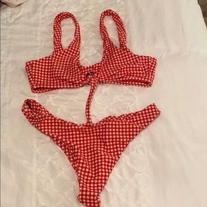 Red and white gingham bikini